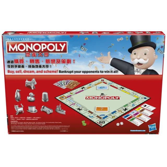 【MONOPOLY 地產大亨】桌遊系列(經典地產大亨遊戲，適合 2 至 6 名玩家的家庭桌上遊戲)