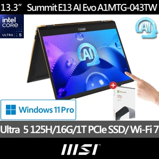 Office 2021★ MSI 13吋 Ultra5-125H 翻轉觸控EVO AI筆電(Summit E13 AI Evo/16G/1TB SSD/W11P/A1MTG-043