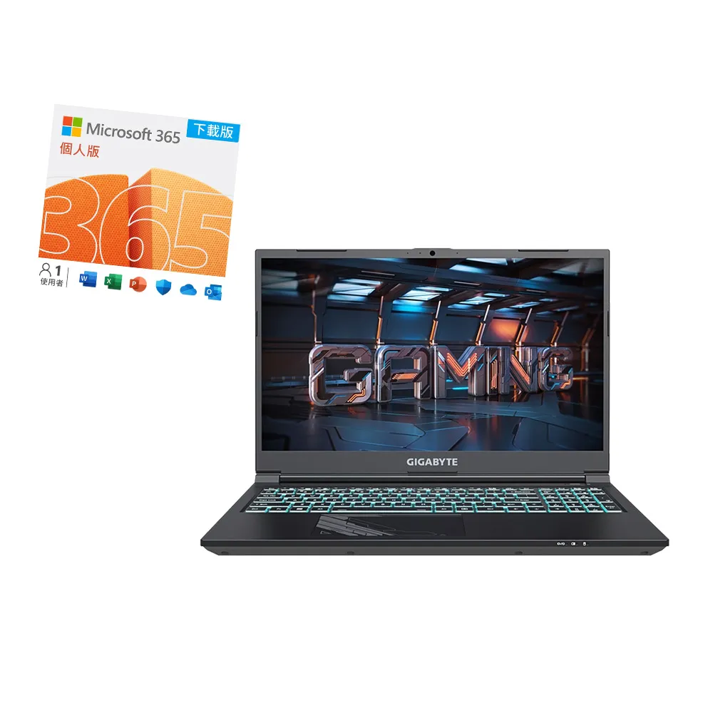 【GIGABYTE 技嘉】微軟M365組★15吋i7 RTX4050電競筆電(G5 MF5-H2TW353SH/i7-13620H/16G/512G/W11)