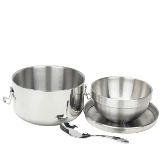 神廚316不鏽鋼隔熱便當盒14cm+兒童碗+兒童匙(三件組)