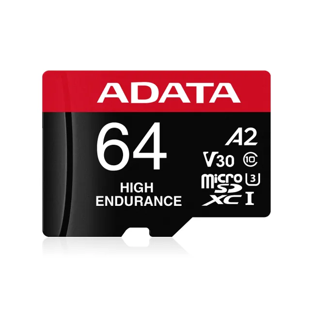 三入組【ADATA 威剛】High Endurance  microSDXC UHS-I U3 A2 V30  64G高耐用記憶卡(附轉卡)