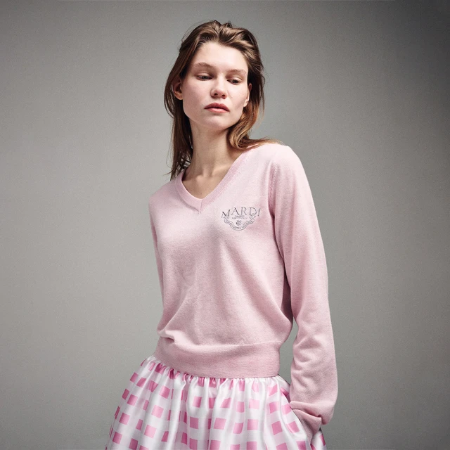 MARDI MERCREDI 針織V領羊毛衣 碳黑色 方形L