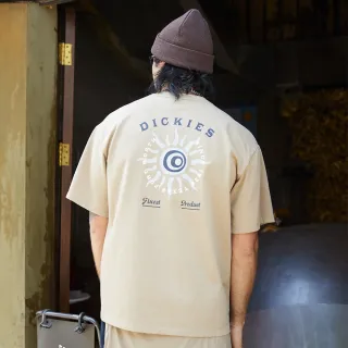 【Dickies】男女款奶油色咖啡紗背面太陽圖案休閒短袖T恤｜DK013089C10