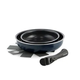【GreenPan】鑽石陶瓷塗層不沾鍋 ClickChef 牛津藍(四件組/不挑爐具/不沾鍋/陶瓷/洗碗機適用)