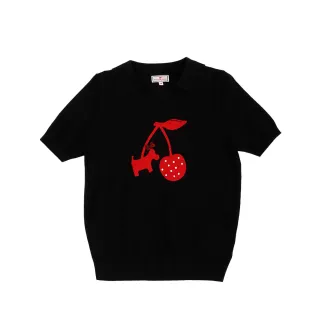 【SCOTTISH HOUSE】櫻桃緹花V領短袖線衫-黑/卡其CHUB1434