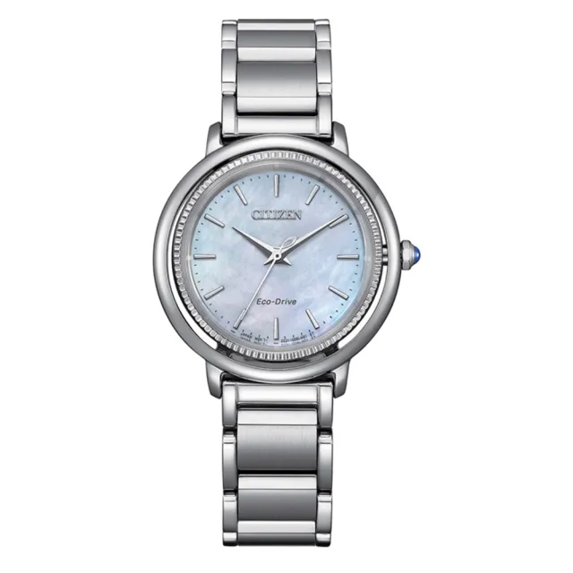 【CITIZEN 星辰】L系列 白蝶貝光動能女錶-銀31.2mm(EM1100-84D)