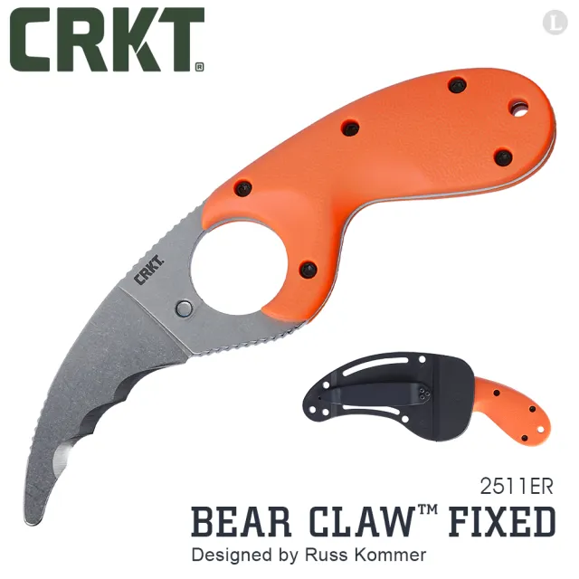 【CRKT】Bear Claw™ Fixed 直刀/橘色刀柄(#2511ER)