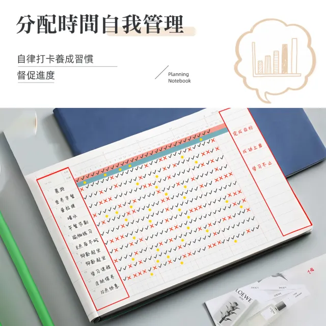 【上手家居】自律打卡本(手帳本/筆記本/行事曆/計畫本/週計畫/月計畫/日計畫)