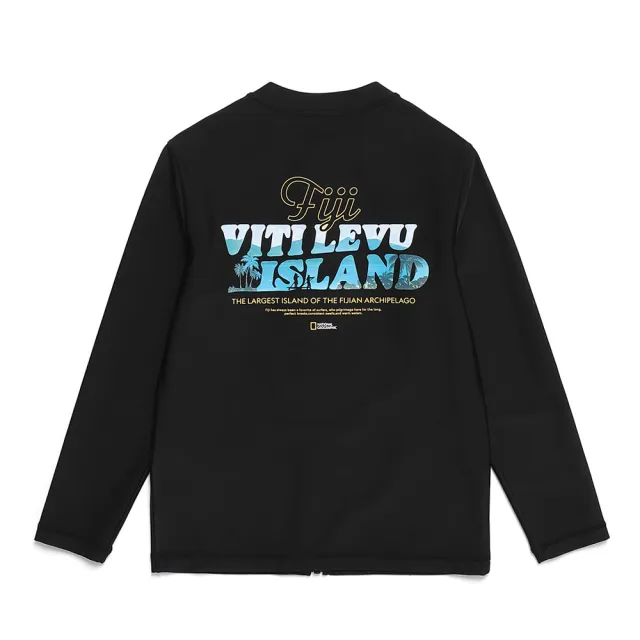 【國家地理服飾官方旗艦】童裝 圖案拉鍊防曬衣 - 炭黑色(戲水必備/UPF 50+)