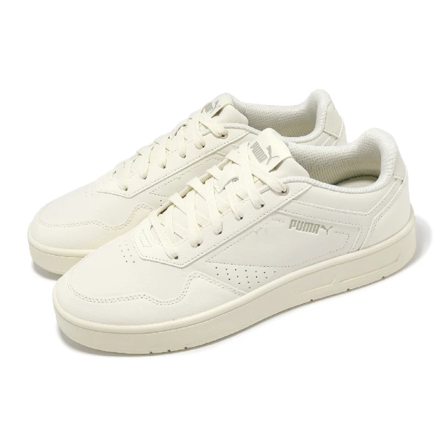 PUMA 休閒鞋 Court Classic 男鞋 女鞋 米白 低筒 復古網球鞋(395018-14)