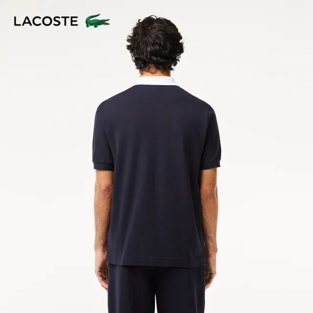 【LACOSTE】男裝-L.12.12 Lacoste徽章短袖Polo衫(藍/白配色)