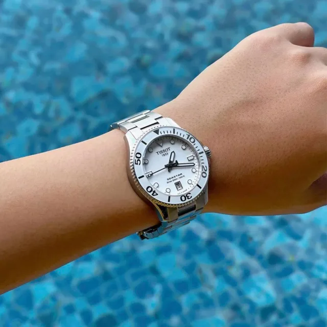 【TISSOT 天梭 官方授權】Seastar 1000海星300米潛水錶-36mm/白 禮物(T1202101101100)