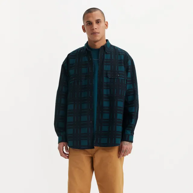 【LEVIS】Skateboarding™ 男款街頭寬鬆版長袖條格紋外套式襯衫 上衣 熱賣單品 A0953-0010
