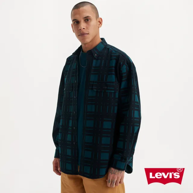 【LEVIS】Skateboarding™ 男款街頭寬鬆版長袖條格紋外套式襯衫 上衣 熱賣單品 A0953-0010