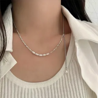 【KT DADA】包包 s925純銀 淡水珍珠項鍊 串珠項鍊 小珍珠項鍊 不規則珍珠項鍊 抗過敏項鍊 