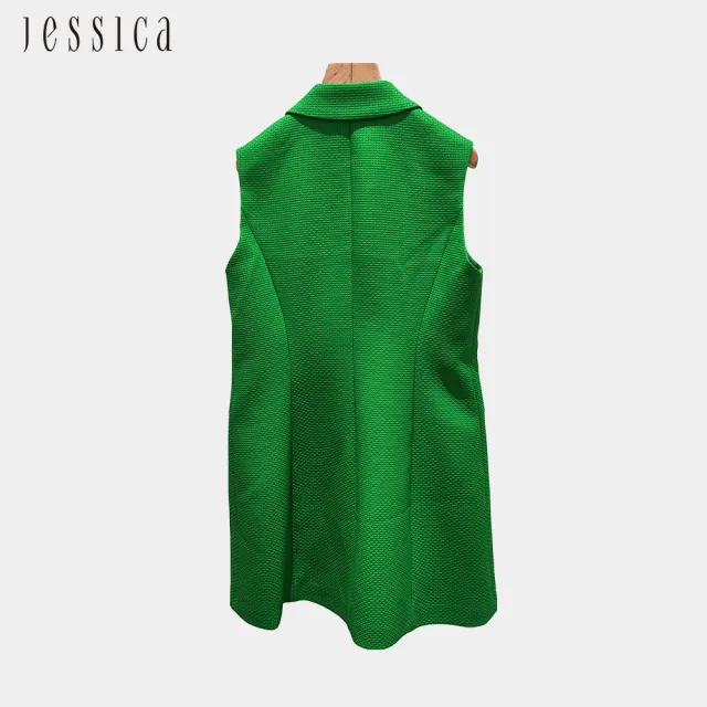 【JESSICA】氣質時尚百搭西裝長背心馬甲242715（綠）
