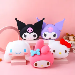 【SANRIO 三麗鷗】卡通系列元氣大頭造型外出隨身小包包-大款式(平輸品)