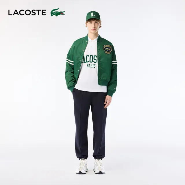 【LACOSTE】男裝-Original L.12.12植絨文字網眼布短袖Polo衫(白色)