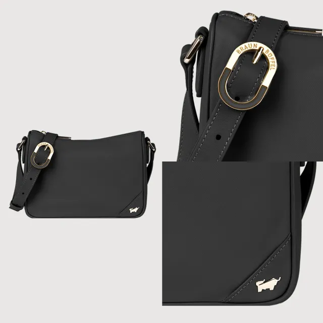 【BRAUN BUFFEL 德國小金牛】台灣總代理 瑪普爾 斜背包-黑色(BF837-12-BK)