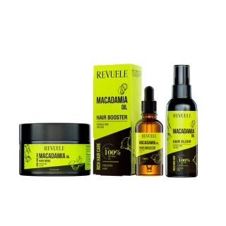 【REVUELE 瑞膚露】REVUELE瑞膚露夏威夷果油護色髮膜360ml+髮油30ml+噴霧120mlx3入組(極致護色)