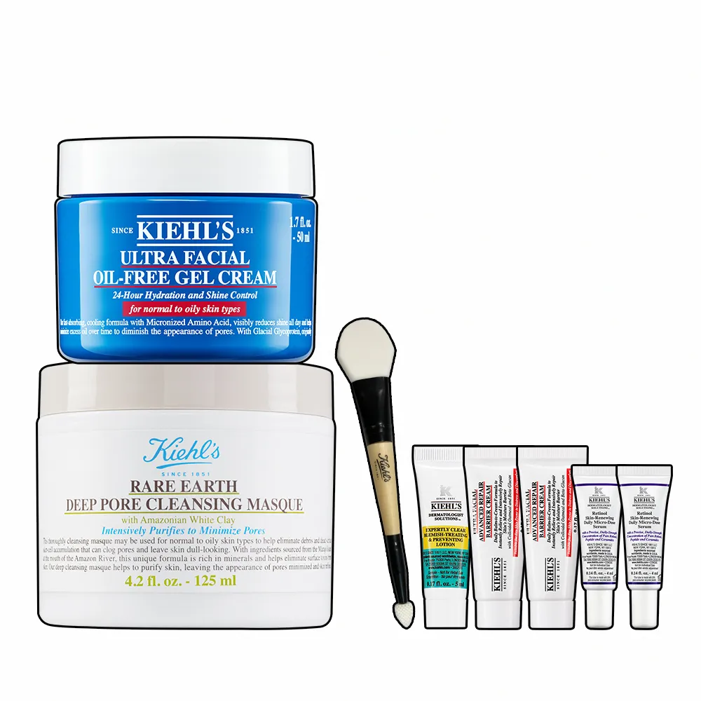 【契爾氏】官方直營 亞馬遜白泥淨緻吸油組(Kiehl’s/白泥面膜125ml+吸油凝凍50ml)