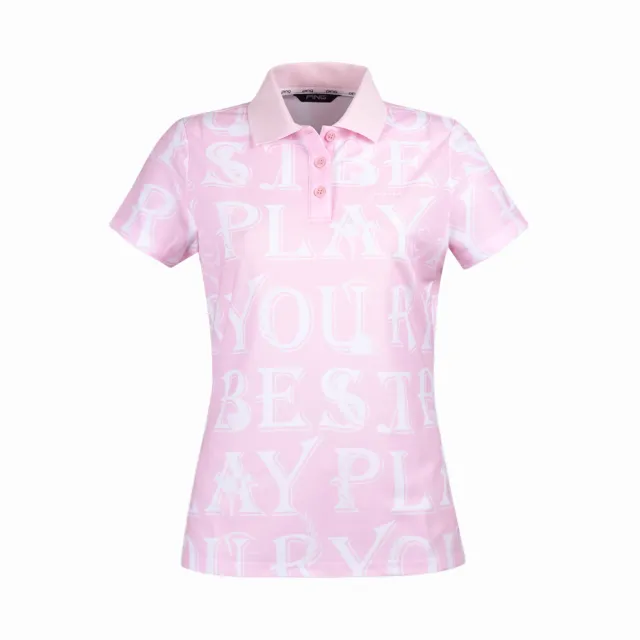 【PING】女款羅馬字吸濕排汗抗UV短袖POLO衫-粉紅(GOLF/高爾夫球衫/RA24104-13)
