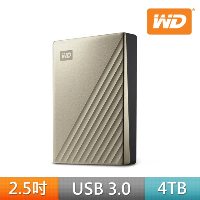 【WD 威騰】My Passport Ultra 4TB Type-C 2.5吋 行動硬碟 金(WDBFTM0040BGD-WESN)