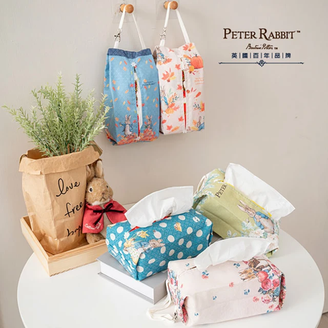 PETER RABBIT 比得兔 花卉圖案 掛式面紙套 2入組(◆原廠授權◆可掛車內◆可掛廁所)