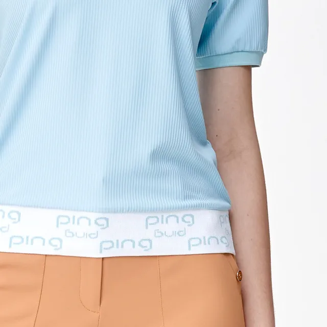 【PING】女款翻領短版高爾夫短袖上衣-藍(吸濕排汗/抗UV/GOLF/高爾夫球衫/RA24112-53)