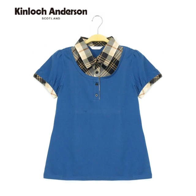 Kinloch Anderson 格紋袖拼接針織短袖上衣/直