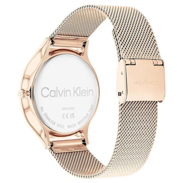 【Calvin Klein 凱文克萊】CK 極簡時尚米蘭帶手錶-38mm/玫瑰金(CK25200002)