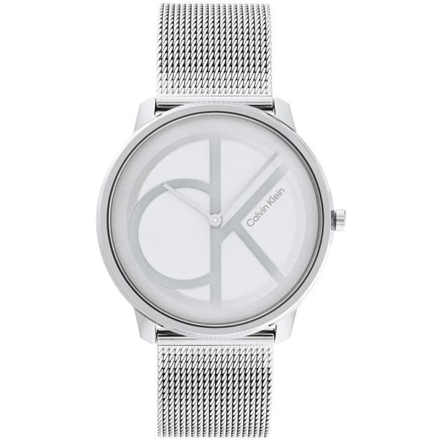 Calvin Klein 凱文克萊 CK 大LOGO面盤時尚米蘭帶手錶-40mm/銀(CK25200027)