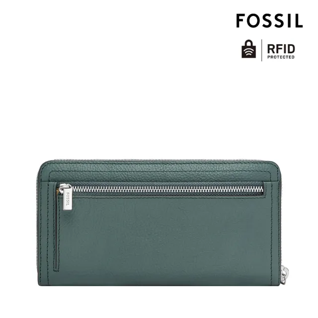 【FOSSIL 官方旗艦館】Logan 多層真皮拉鍊RFID防盜長夾-霧藍色 SL7831451 雙11/1111