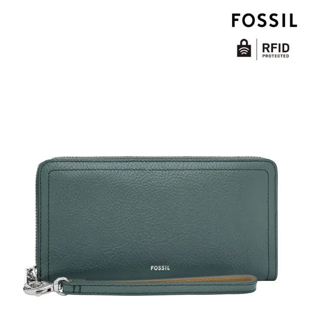 【FOSSIL 官方旗艦館】Logan 多層真皮拉鍊RFID防盜長夾-霧藍色 SL7831451 雙11/1111