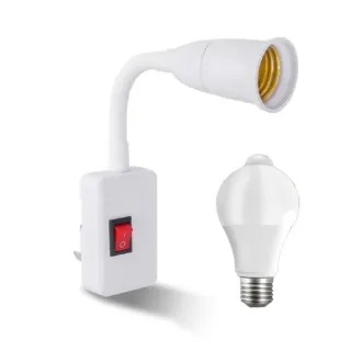 【1+1組合】2件套 人體感應LED燈泡+360度萬向調節燈座(人體感應燈 萬向燈座)