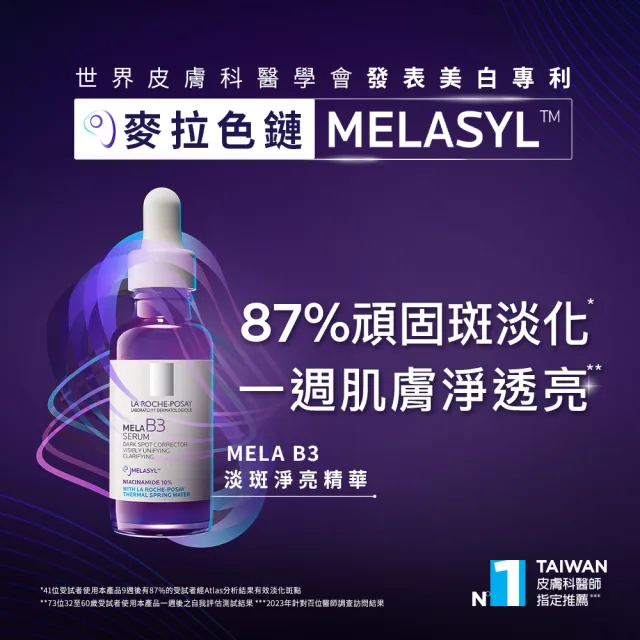 【理膚寶水】淡斑彈潤雙入組★最強淡斑科技 MELA B3 淡斑淨亮精華+B5彈潤修復精華 30ml(美白/麥拉色鏈)