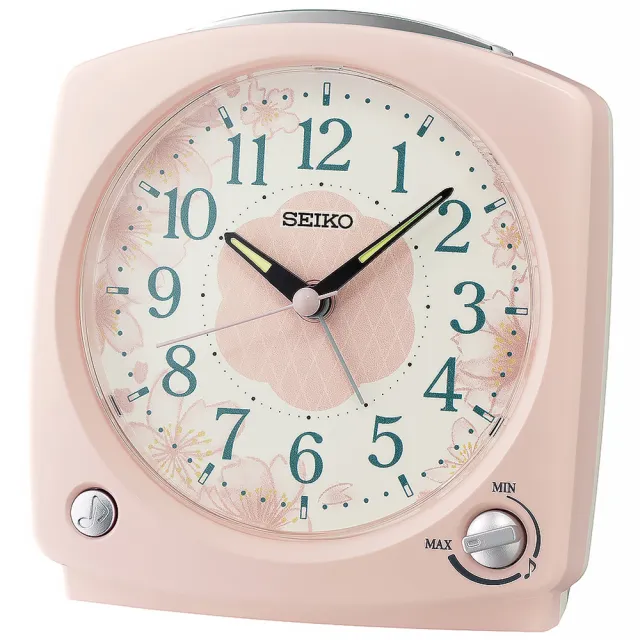 【SEIKO 精工】花藝美學 滑動式靜音秒針大數字鬧鐘-3色可選 雙11 送禮 (QHP012M/QHP012P/QHP012W/速)