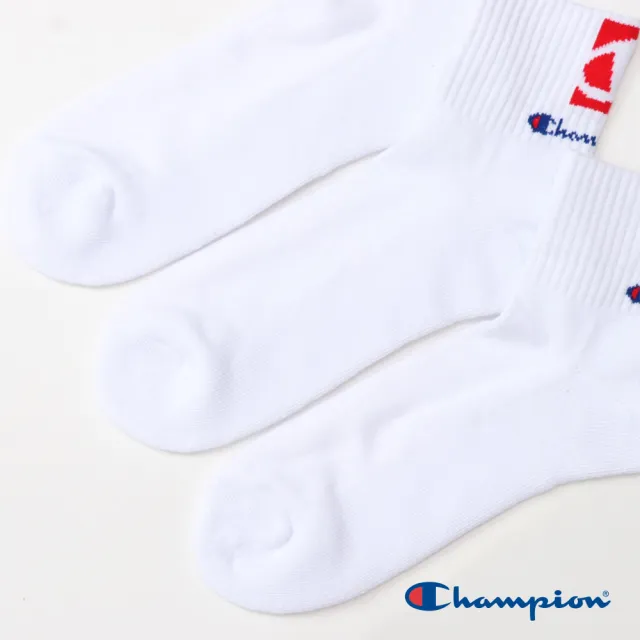 【Champion】官方直營-經典大C x 草寫LOGO短襪3入(白色)