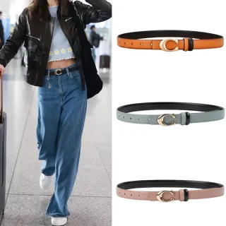 【MoonDy】女腰帶 褲皮帶 韓國腰帶 百搭皮帶 皮帶 腰帶 字母C扣 真皮皮帶 洋裝腰帶 精品皮