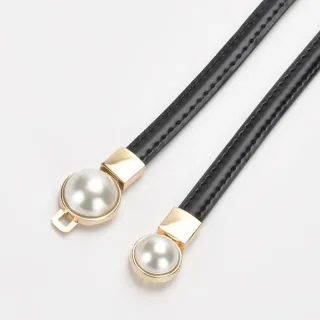 【MoonDy】真皮 珍珠腰帶 伸縮腰帶 細腰帶 腰帶 洋裝腰帶 女皮帶 收腰皮帶 復古皮帶 牛皮 