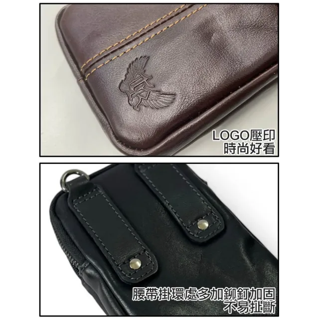 【H-CT】雙11 皮革拉鍊真皮斜背手機腰包(真皮包包 腰間包 側背包 手機包 斜背包/TR6624)