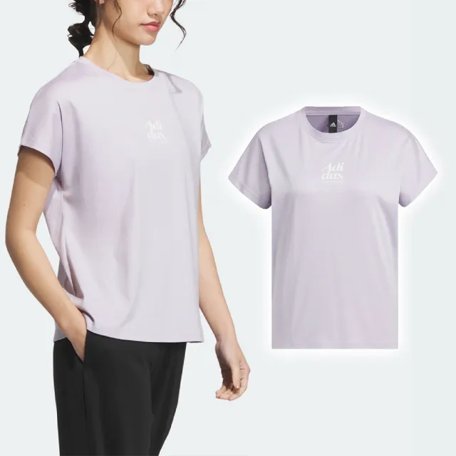 【adidas 愛迪達】短袖 Sports Tee 女款 紫 寬鬆 純棉 短T 棉T 愛迪達(IM8860)