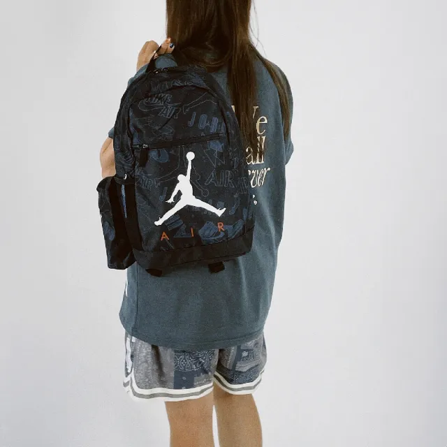 【NIKE 耐吉】後背包 Jordan Backpack 黑 藍 喬丹 附筆袋 雙肩包 背包(JD2433038PS-001)