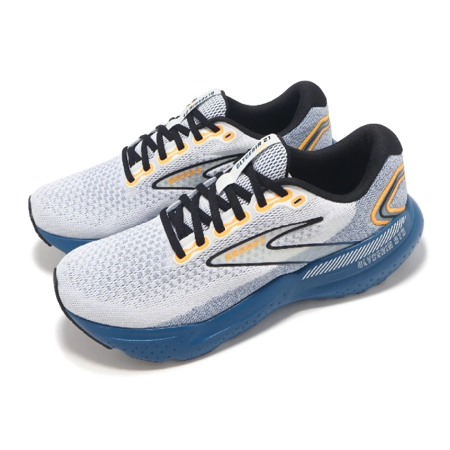 BROOKS 慢跑鞋 Glycerin GTS 21 男鞋 白 藍 回彈 輕量 甘油系列 運動鞋(1104201D158)