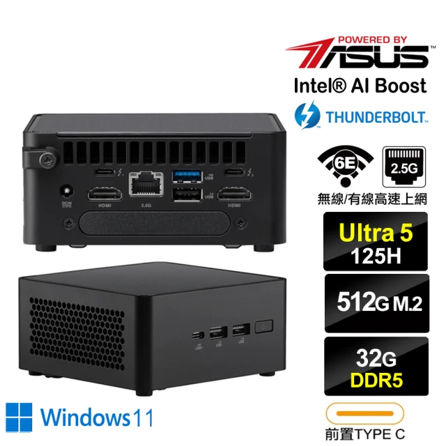 ASUS 華碩ASUS 華碩 NUC i5十四核{獵隼R06BW} Win11迷你電腦(Ultra 5 125H/32G/512GB M.2)