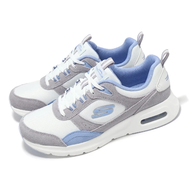 SKECHERS 休閒鞋 Skech-Air Court-Real Ease 女鞋 白 灰藍 緩衝 氣墊(150078-LGMT)