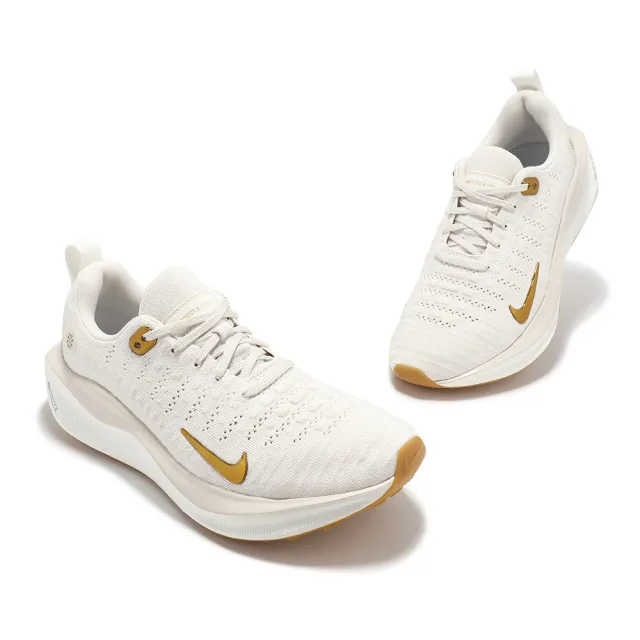 【NIKE 耐吉】慢跑鞋 Wmns Reactx Infinity Run 4 女鞋 米白 金 防潑水鞋面 運動鞋(DR2670-013)