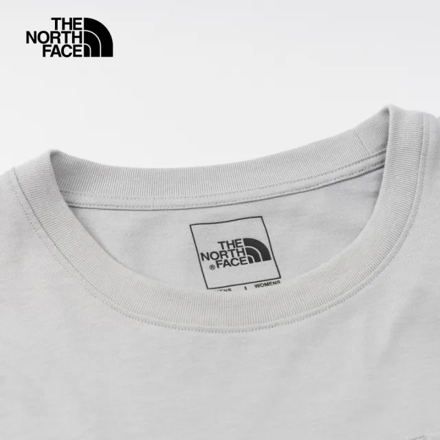 【The North Face 官方旗艦】北面男女款灰色胸前LOGO口袋短袖T恤｜88G4A0M(上衣/LOGO)