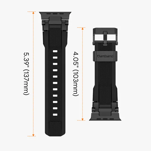 【Amband】AmBand Apple Watch 智能錶帶 ☆ M1S Metal 黑扣x黑錶帶(49mm - Apple Watch Ultra 3 / 2 / 1)