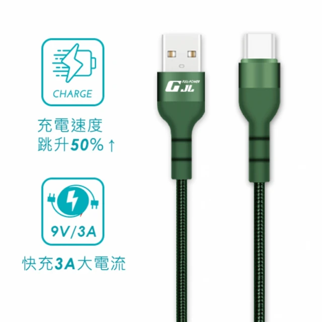 USB to Type C 快充線 綠色 ∕ 1M